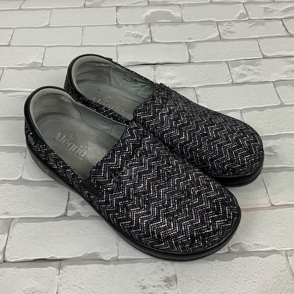 Alegria by PG Lite. slip on shoes Size 40/8 Black silver gray Cushioned - Picture 2 of 12